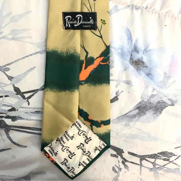 Rene Deauville Paris Art Style Fashion Polyester Men's Tie Tree In Bloom Design - Picture 2 of 4